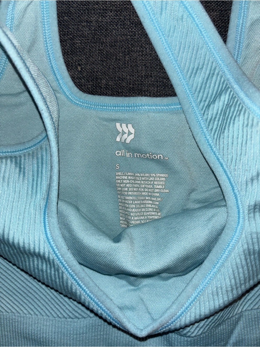 all in motion Light Blue Seamless Ribbed Tank Sports Bra - Picture 2 of 2